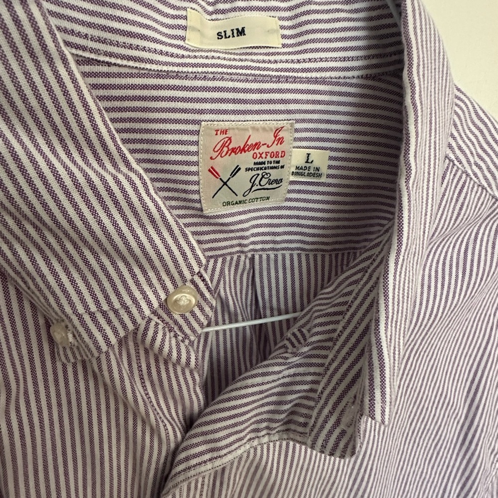 J. Crew Men's Slim Fit Large Oxford Shirt - Purple Stripes